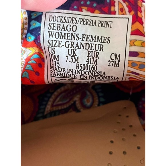 SEBAGO DOCKSIDES Women's Sz 10 Persia Print Colorful Boat Shoes Loafers in EUC - Picture 6 of 8